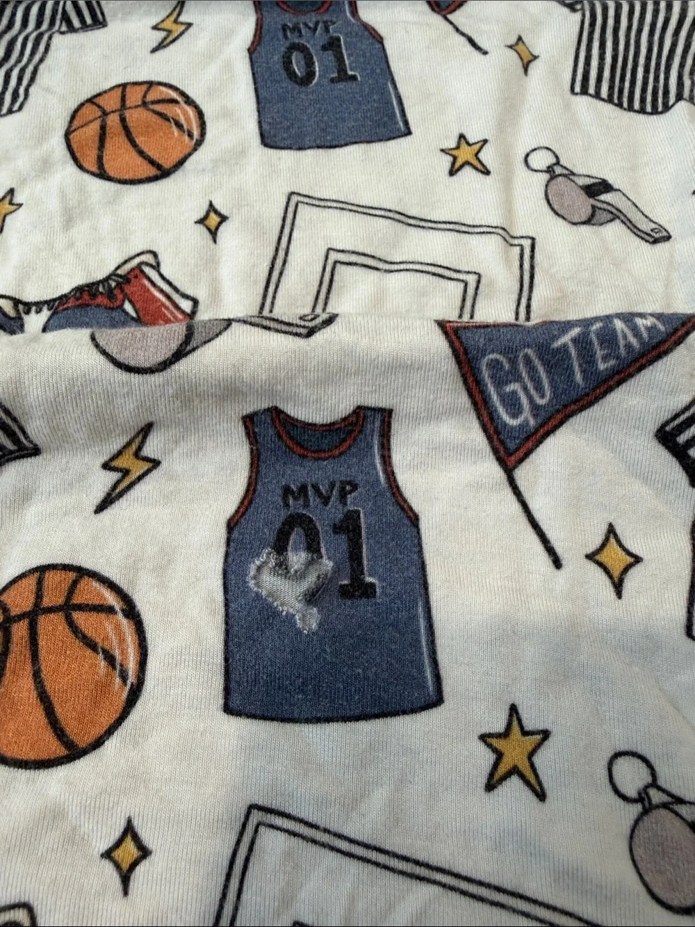 Dream Big Little Kids Basketball Print Pajama Set - White/Blue 12-18 Months